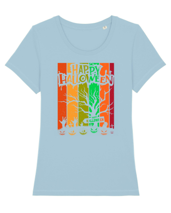 The Best Happy Halloween Vintage Tree Sky Blue