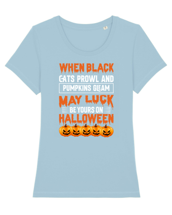 When black cats prowl and pumpkins gleam, may luck be yours on Halloween Sky Blue