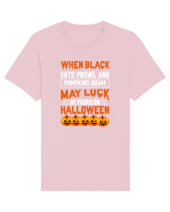 When black cats prowl and pumpkins gleam, may luck be yours on Halloween Cotton Pink