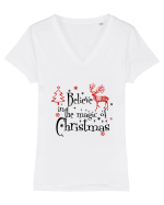 Believe In The Magic Of Christmas Tricou mânecă scurtă guler V Damă Evoker