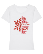 Christmas Blessing Words Tricou mânecă scurtă guler larg fitted Damă Expresser