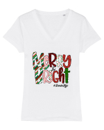 Merry & Bright Tricou mânecă scurtă guler V Damă Evoker