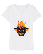 Pumpkin Devil On Fire Tricou mânecă scurtă guler V Damă Evoker