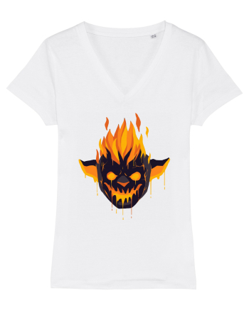 Pumpkin Devil On Fire White