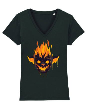 Pumpkin Devil On Fire Black