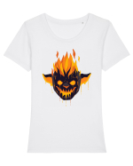 Pumpkin Devil On Fire Tricou mânecă scurtă guler larg fitted Damă Expresser