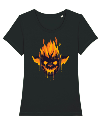 Pumpkin Devil On Fire Black