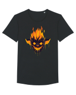 Pumpkin Devil On Fire Tricou mânecă scurtă guler larg Bărbat Skater