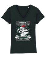 Born To Be Super Christmas Tricou mânecă scurtă guler V Damă Evoker