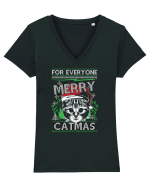 Merry Catmas Tricou mânecă scurtă guler V Damă Evoker