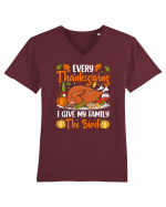 Every Thanksgiving I give my family the Bird Tricou mânecă scurtă guler V Bărbat Presenter