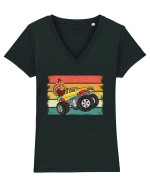 Kids Monster Truck Turkey Sunset Retro Tricou mânecă scurtă guler V Damă Evoker