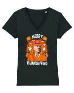 Merry Thanksgiving Biden Tricou mânecă scurtă guler V Damă Evoker