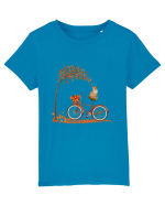 Retro Bicycle Cat Autumn Leaves Fall Thanksgiving Tricou mânecă scurtă  Copii Mini Creator