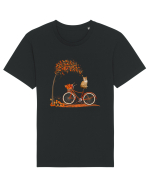 Retro Bicycle Cat Autumn Leaves Fall Thanksgiving Tricou mânecă scurtă Unisex Rocker