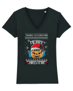 Merry Christmas Pumpkin Tricou mânecă scurtă guler V Damă Evoker