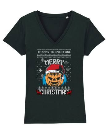 Merry Christmas Pumpkin Black