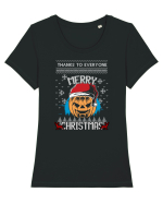 Merry Christmas Pumpkin Tricou mânecă scurtă guler larg fitted Damă Expresser