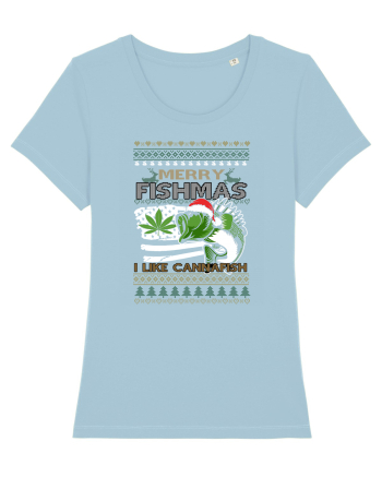 Merry Fishmas I Like Cannafish Sky Blue