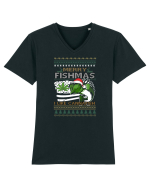 Merry Fishmas I Like Cannafish Tricou mânecă scurtă guler V Bărbat Presenter