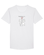 Happiness is :) 3 Tricou mânecă scurtă guler larg Bărbat Skater