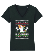 All I Want For Christmas Is A Unicorn Tricou mânecă scurtă guler V Damă Evoker
