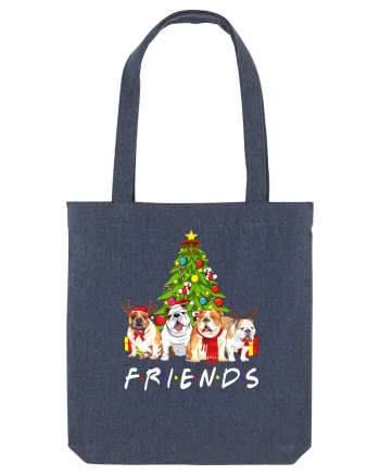 Christmas Bulldog Friends Midnight Blue