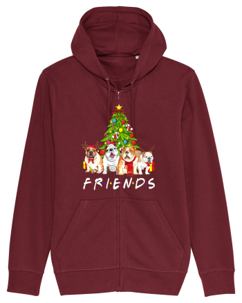 Christmas Bulldog Friends Burgundy