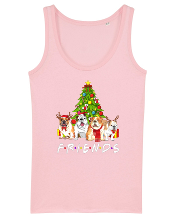 Christmas Bulldog Friends Cotton Pink