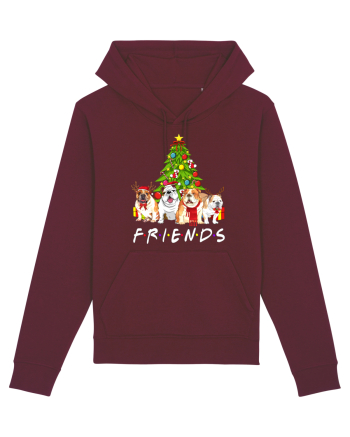 Christmas Bulldog Friends Burgundy