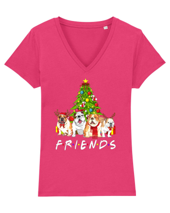 Christmas Bulldog Friends Raspberry