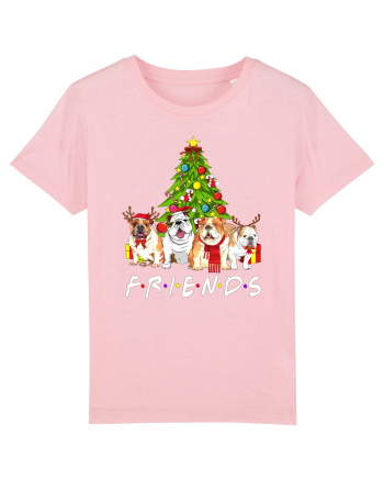 Christmas Bulldog Friends Cotton Pink