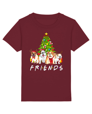 Christmas Bulldog Friends Burgundy