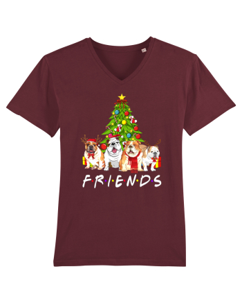 Christmas Bulldog Friends Burgundy