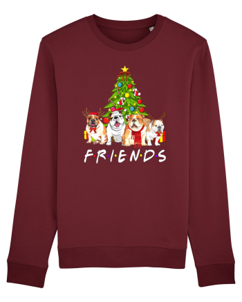 Christmas Bulldog Friends Burgundy