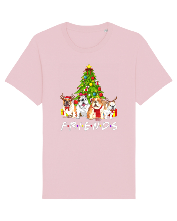 Christmas Bulldog Friends Cotton Pink