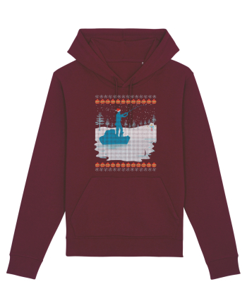 Christmas Fishing Time Burgundy