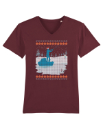 Christmas Fishing Time Tricou mânecă scurtă guler V Bărbat Presenter