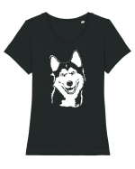 Happy husky Tricou mânecă scurtă guler larg fitted Damă Expresser