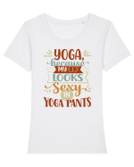 Why Yoga? Tricou mânecă scurtă guler larg fitted Damă Expresser