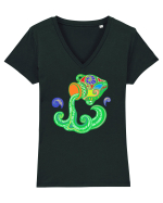 Colectia zodiac-Varsator Tricou mânecă scurtă guler V Damă Evoker