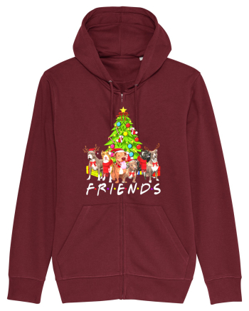 Christmas Pitbull Friends Burgundy