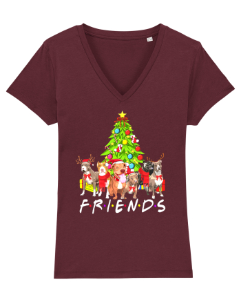 Christmas Pitbull Friends Burgundy