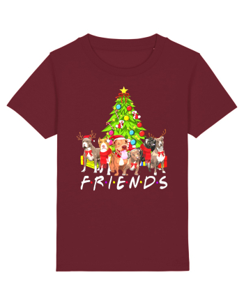 Christmas Pitbull Friends Burgundy