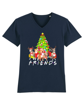 Christmas Pitbull Friends French Navy