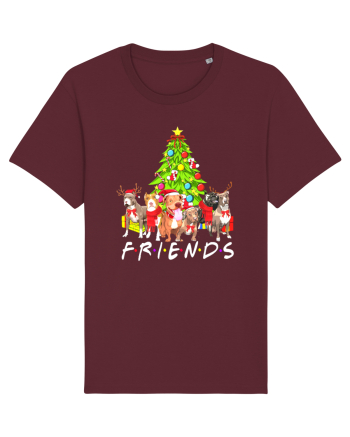 Christmas Pitbull Friends Burgundy