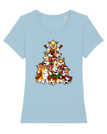 Corgi Christams Tree Sky Blue