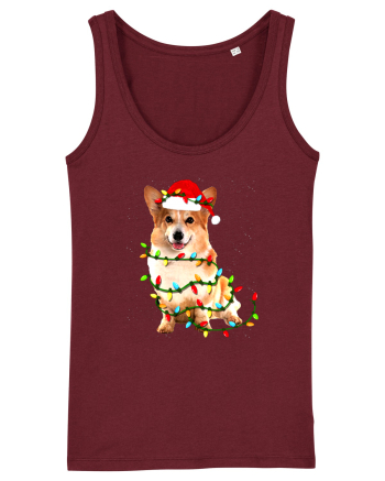 Corgi Christmas Light Burgundy
