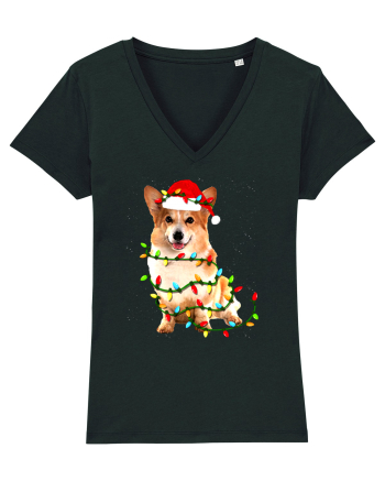 Corgi Christmas Light Black