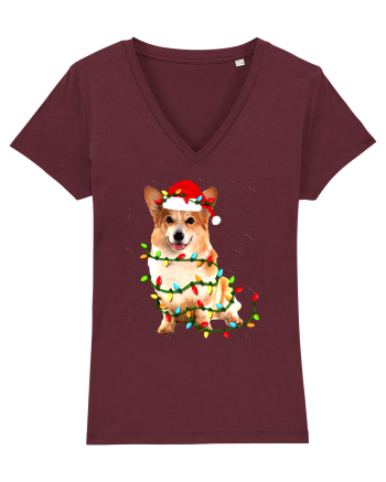 Corgi Christmas Light Burgundy